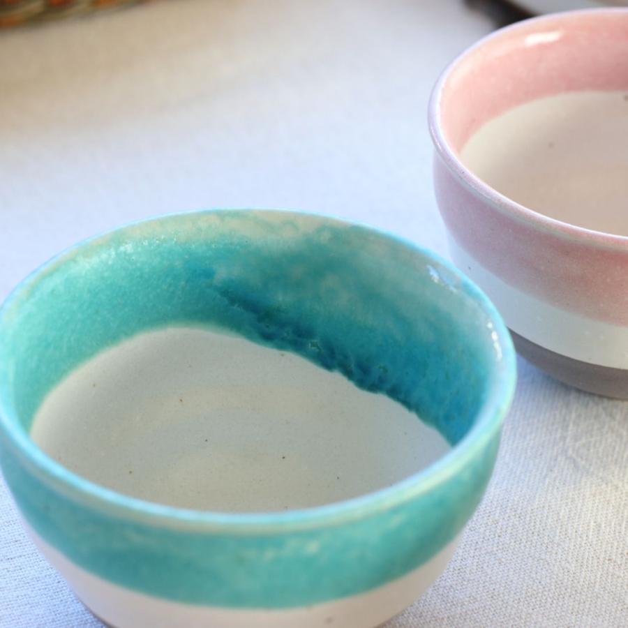 ナチュラリー土物風ミニ丼 日本製 美濃焼 瀬戸焼 11.5cm ピンク ブルー
