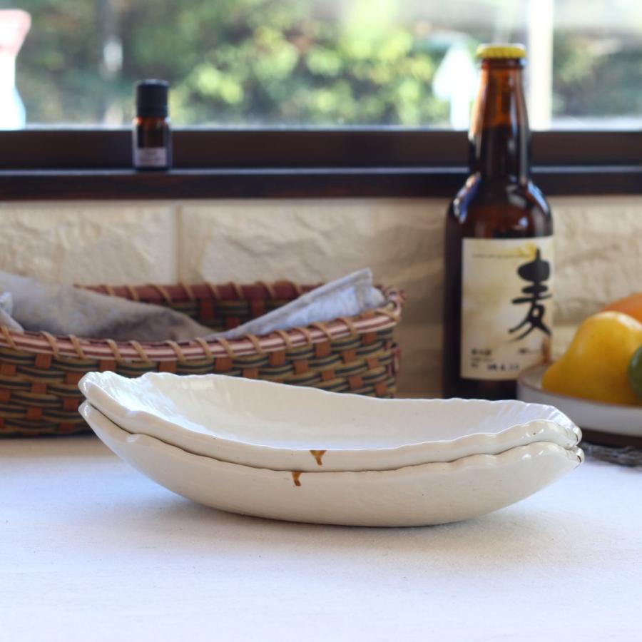 美濃焼茶線長皿 日本製 美濃焼 瀬戸焼 22.5cm 茶 手書き 和食器 白