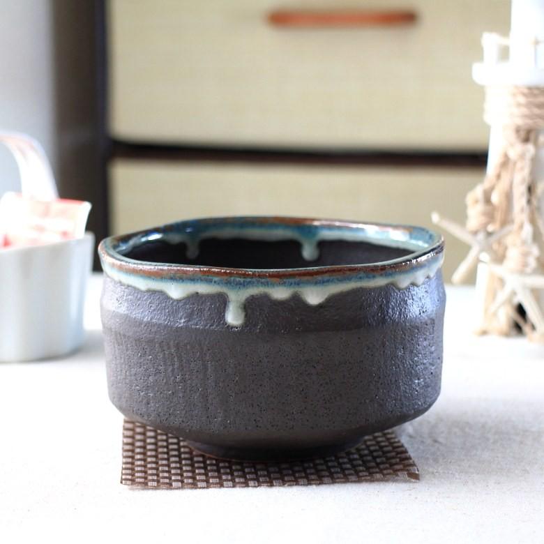 美濃焼抹茶碗 白黒流し 国産 美濃焼 抹茶 まっちゃ お茶 作法 和食器