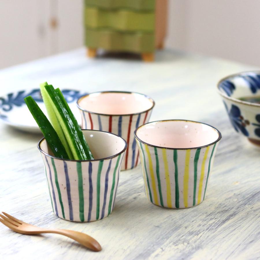 彩り十草の和食器そば猪口 日本製 美濃焼 定番商品 カラフルな十草模様