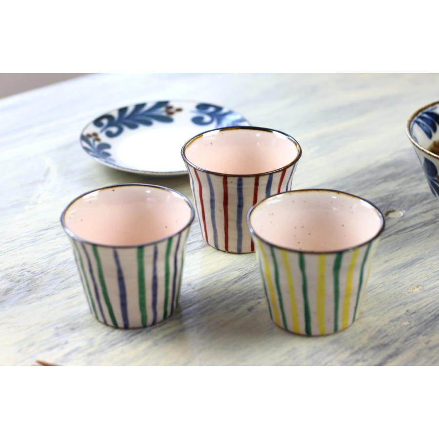 彩り十草の和食器そば猪口 日本製 美濃焼 定番商品 カラフルな十草模様