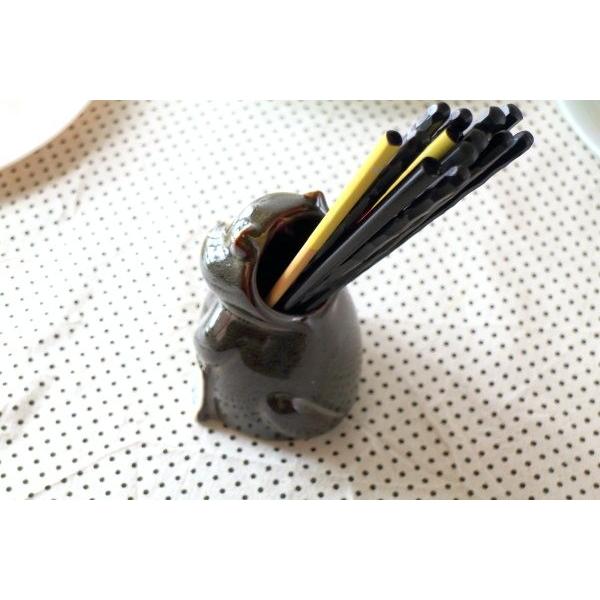 たぬきの箸立て 国産 美濃焼 箸スタンド スプーンホルダー 箸立 はした