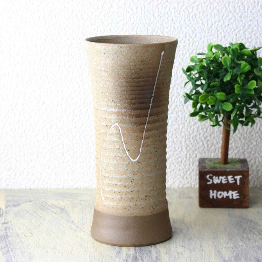 和風カフェの土物花瓶 日本製 美濃焼 花器 フラワーベース 花