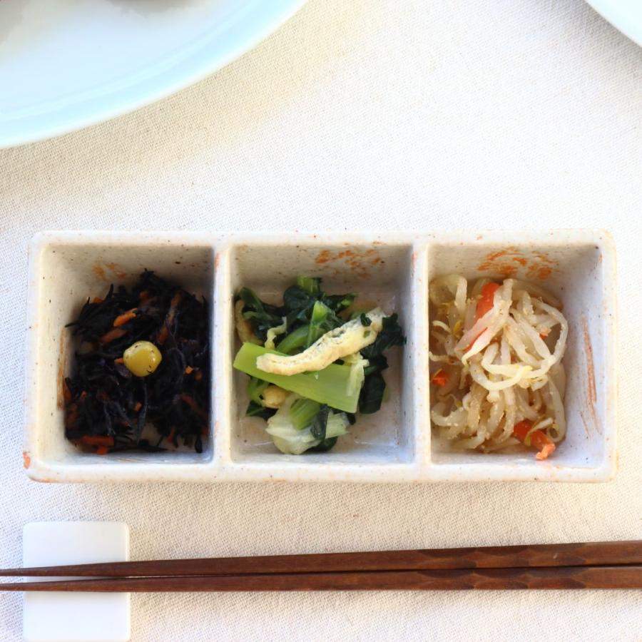 有田焼 三点盛り皿 朱色薄め 日本製 美濃焼 瀬戸焼 20cm オレンジ 業務