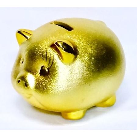 金ブタ貯金箱（中） MR228 お取り寄せ 陶器 置物 500円玉 おしゃれ