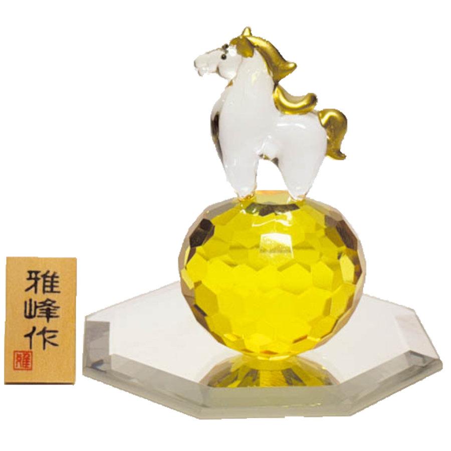 一点モノ ガラス工芸 馬 躍動感あふれるインテリア置物 カウボーイ 馬