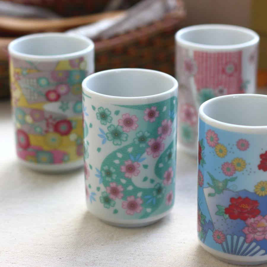 和の色彩が華やかほっこり湯呑み 180ml 日本製 美濃焼 湯のみ 湯呑