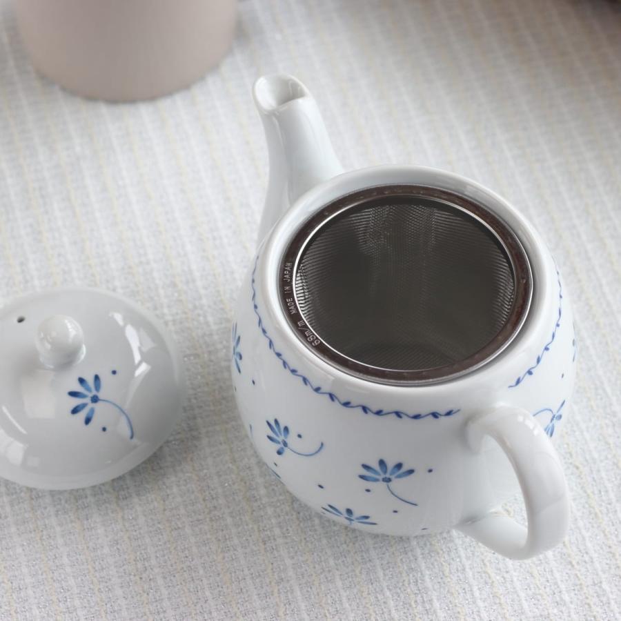 藍草 茶こし付きティーポット 480ml 日本製 美濃焼 染付 レトロモダン