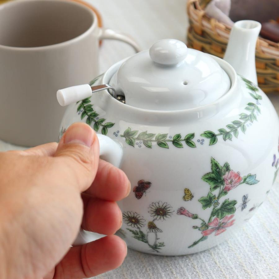 ハーブガーデン 茶こし付きティーポット 800ml 日本製 美濃焼 英国風