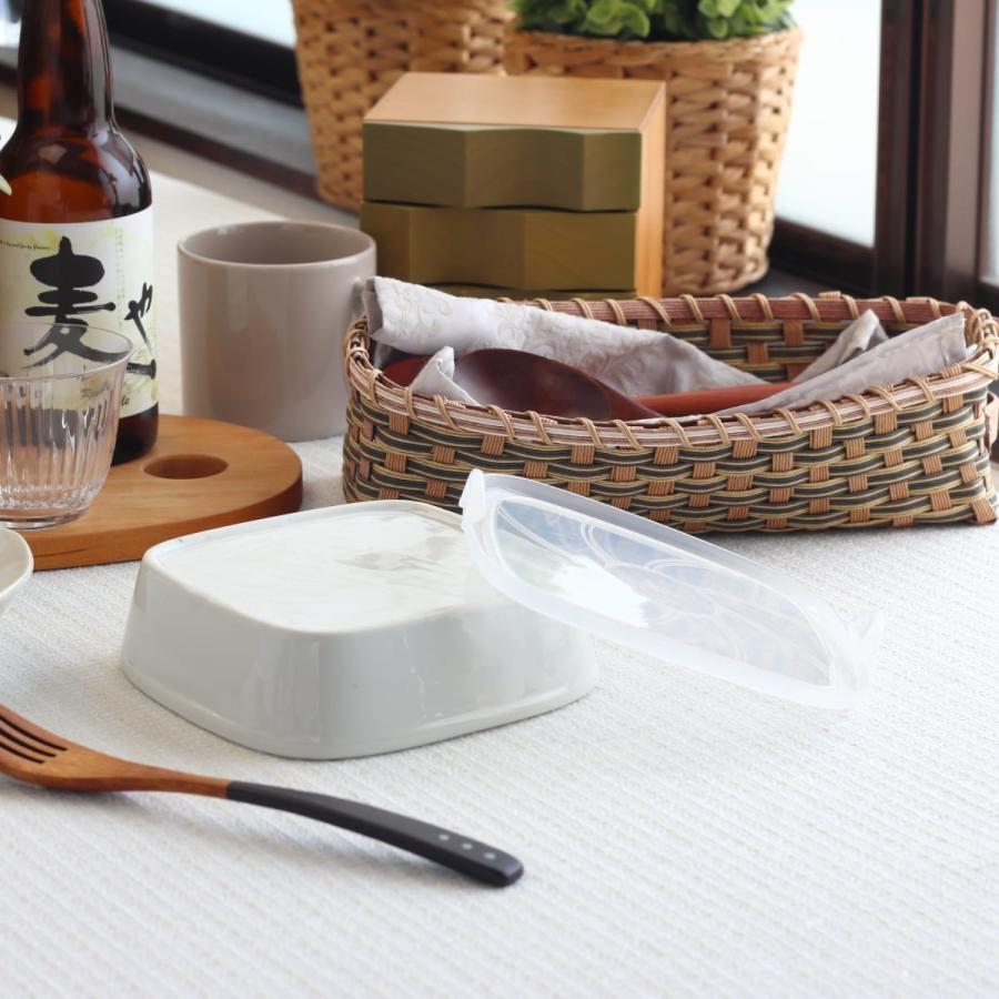 フタ付き角浅鉢 15cm 日本製 美濃焼 作り置き 保存容器 ラップ不要 副