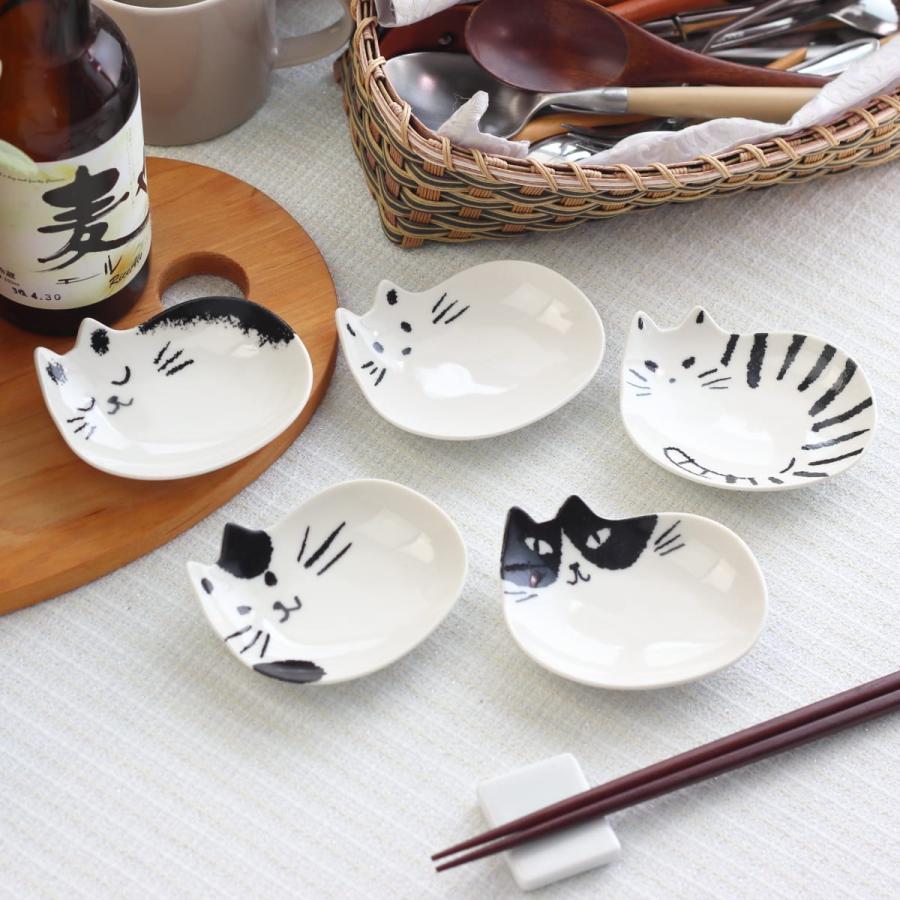 ねこづくし 暮らしに馴染む手書き風の和食器豆皿 5枚セット メール便