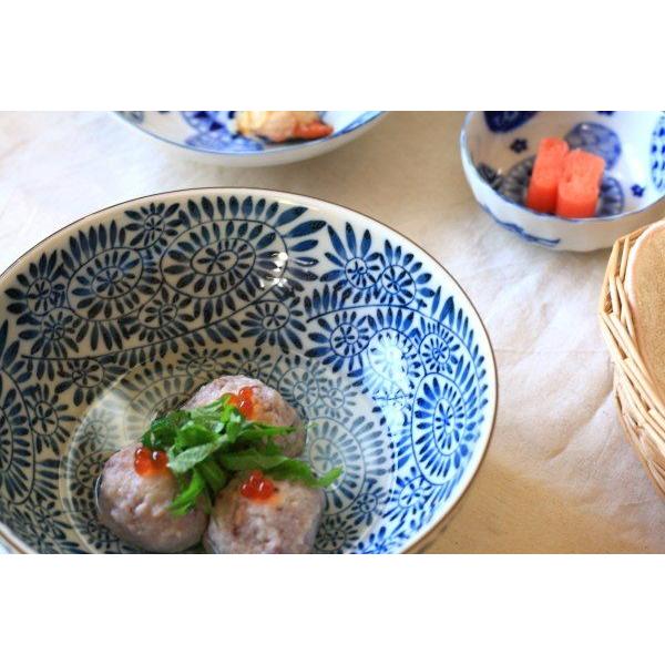 藍染タコ唐草 麺鉢 国産 美濃焼 古来からある伝統の柄 大鉢 ボール