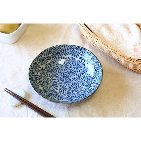 超美品✨染付けタコ唐草陶板焼き5客セット 藍染タコ唐草 5.5寸浅鉢 国産 美濃焼 古来からある伝統の柄 煮物