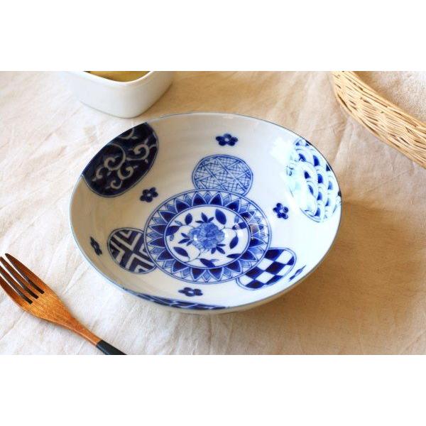 藍丸紋 6.8寸深皿 国産 美濃焼 長く使える上品な藍染柄です パスタ鉢