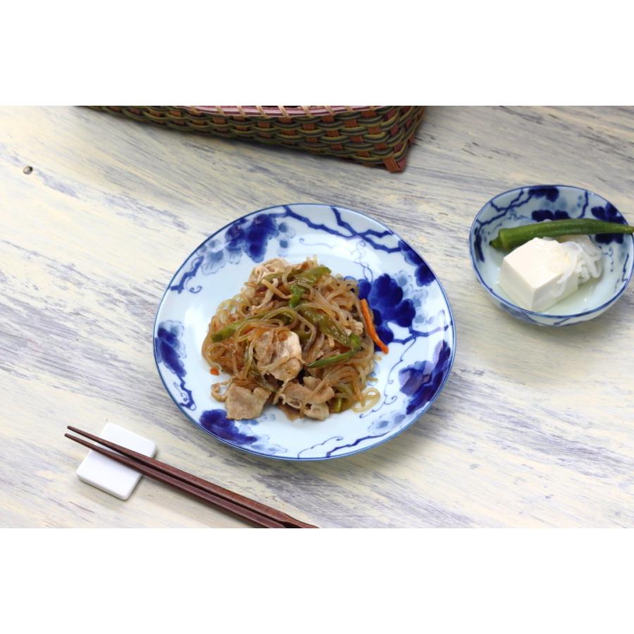 藍染ぶどう 6寸中皿 19cm 日本製 美濃焼 三角60皿 大皿 中皿 和皿 深皿