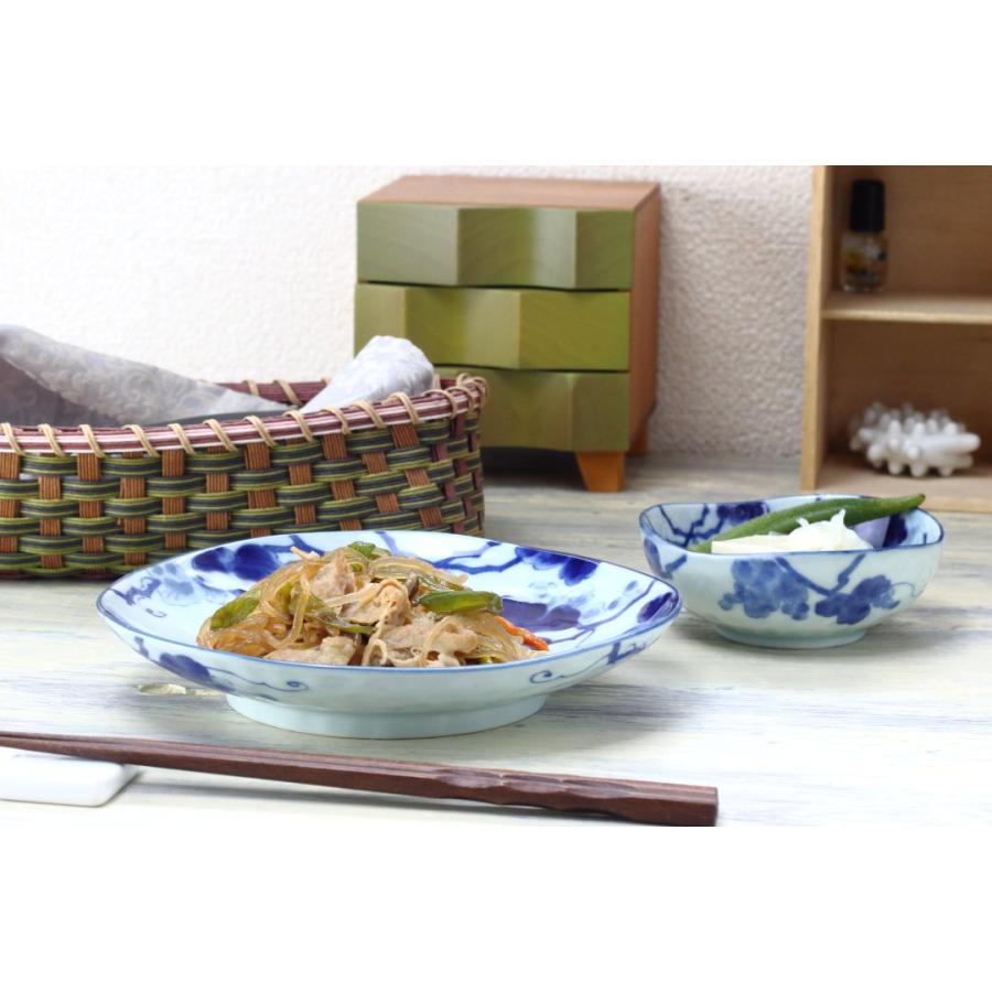 藍染ぶどう 6寸中皿 19cm 日本製 美濃焼 三角60皿 大皿 中皿 和皿 深皿