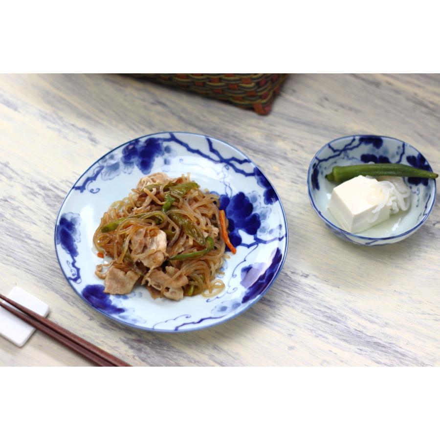 藍染ぶどう 6寸中皿 19cm 日本製 美濃焼 三角60皿 大皿 中皿 和皿 深皿