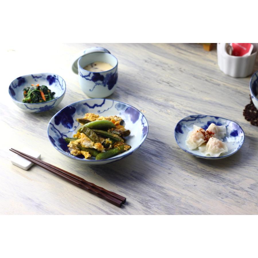 藍染ぶどう 5.5寸浅鉢 17cm 日本製 美濃焼 六兵55浅鉢 ボウル ボール