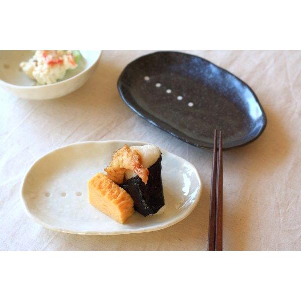 ドット 17.5cm楕円皿 国産 美濃焼 カフェ風コーディネイトにGOOD 餃子