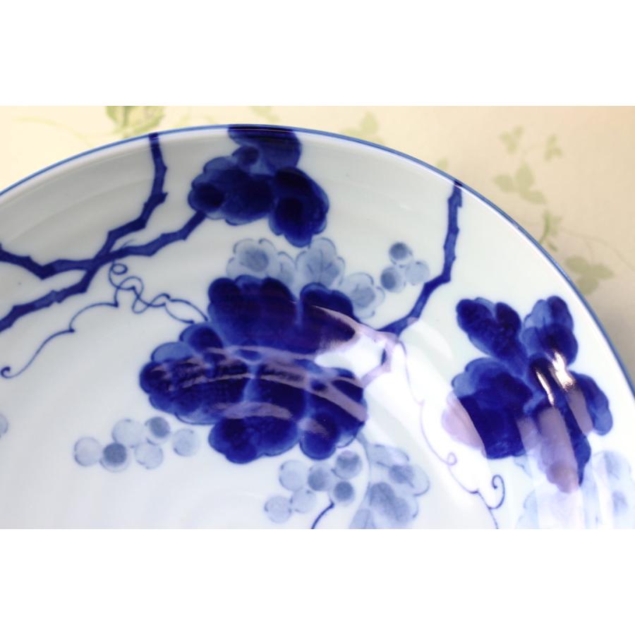 藍染ぶどう 6.8寸炒めもの鉢 21cm 日本製 美濃焼 六兵68深皿