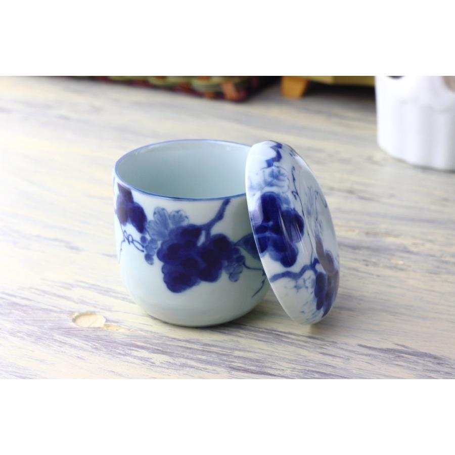 藍染ぶどう 茶碗蒸し器 200ml 日本製 美濃焼 蒸し碗 茶碗蒸し 蒸し器