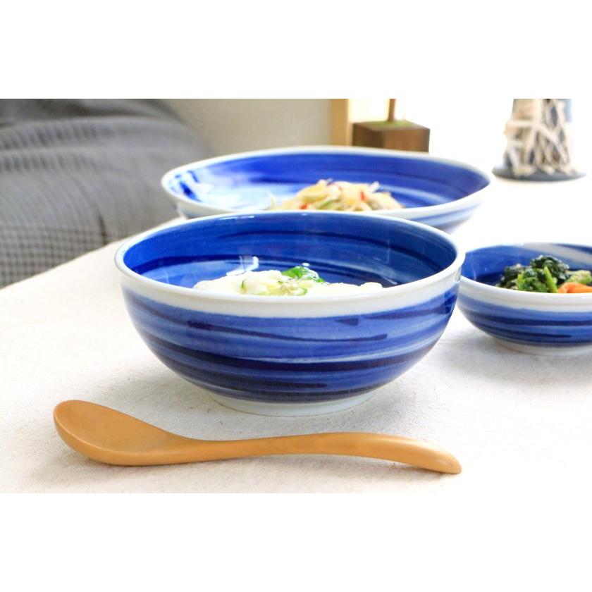 呉須刷毛目 小丼 16cm 国産 美濃焼 5寸中鉢 収納50B 麺鉢 うどん鉢