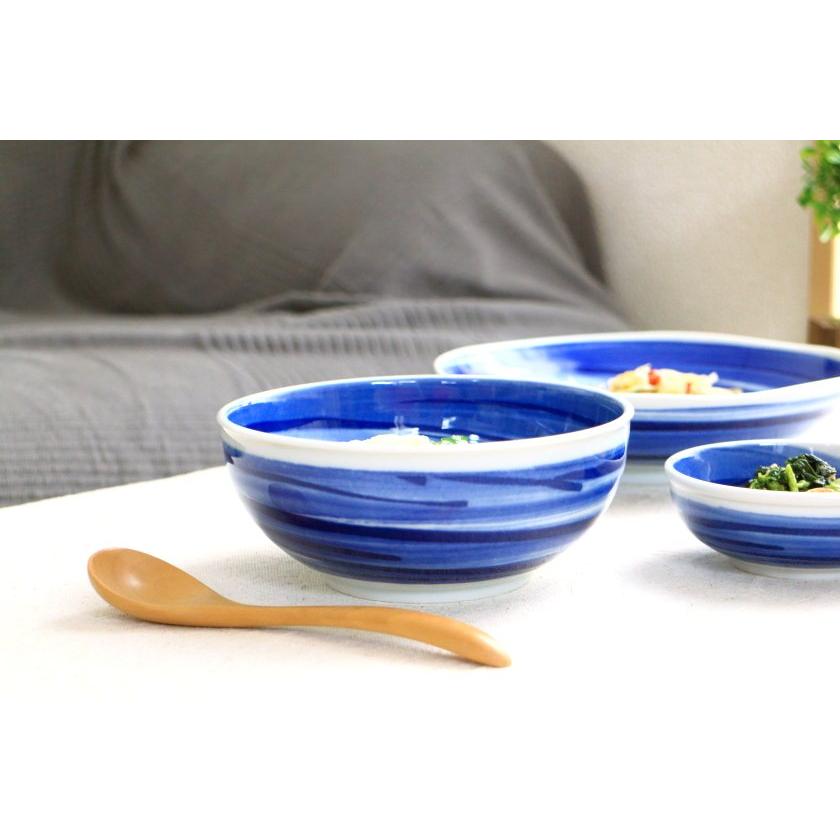 呉須刷毛目 小丼 16cm 国産 美濃焼 5寸中鉢 収納50B 麺鉢 うどん鉢