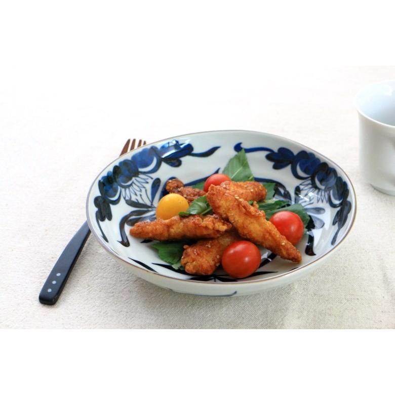 古代草花 六兵6.8寸パスタボール 国産 美濃焼 深皿 大皿 カレー皿 深鉢