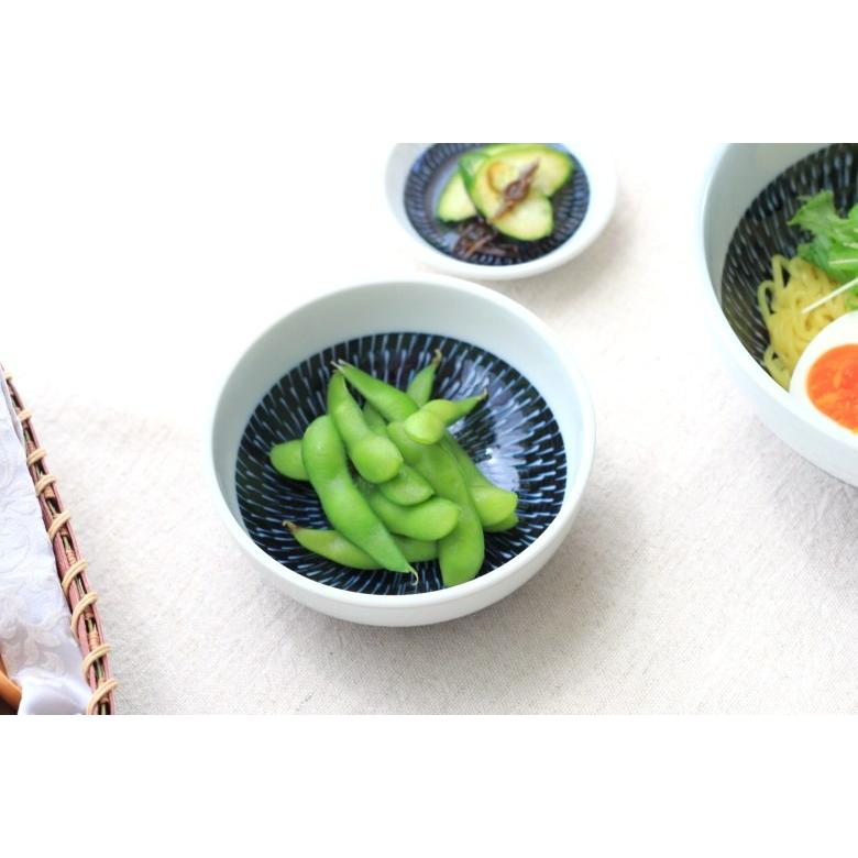 中鉢 4.5寸 藍シノギカンナ 国産 美濃焼 食器 和食器 器 皿 陶器 磁器