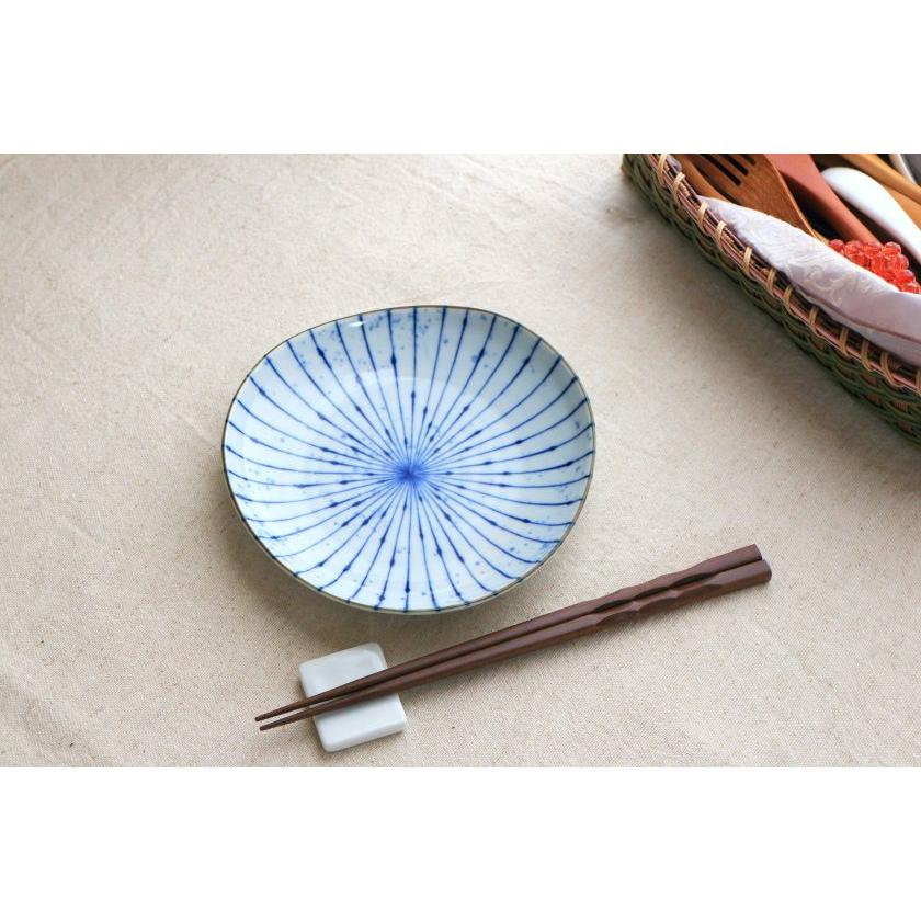 吹墨十草 三角取り皿 16.5cm 国産 美濃焼 5寸中皿 三角50皿 丸皿 中皿