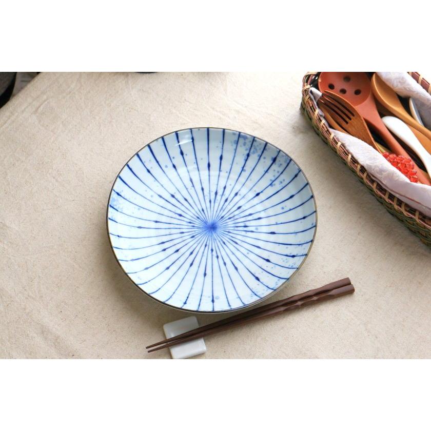 古瀬戸　吹墨杜若文大皿　30cm 吹墨十草 三角大皿 22.5cm 国産 美濃焼 8寸大皿 三角80皿 パスタ皿