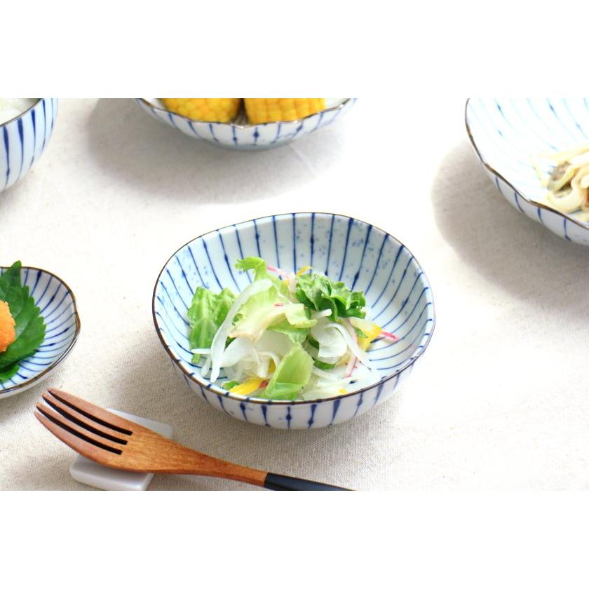 吹墨十草 三角中鉢 13.5cm 国産 美濃焼 4.5寸中鉢 三角45鉢 ボウル