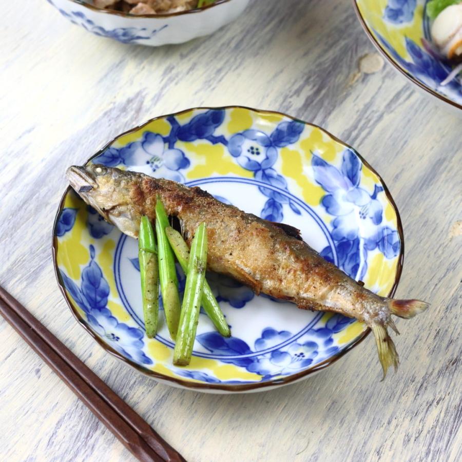 黄彩花紋 取り皿 16.5cm 日本製 美濃焼 菊型50皿 小皿 中皿 和皿 丸皿