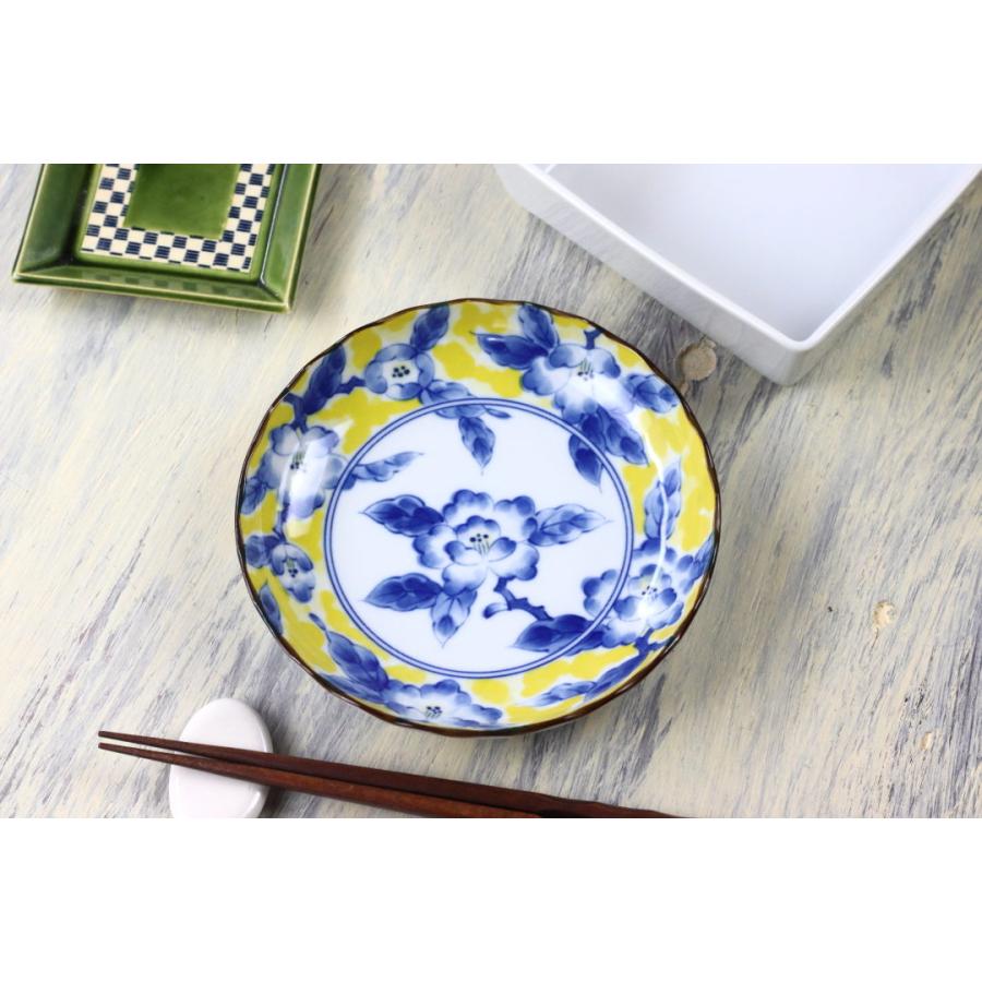 黄彩花紋 取り皿 16.5cm 日本製 美濃焼 菊型50皿 小皿 中皿 和皿 丸皿