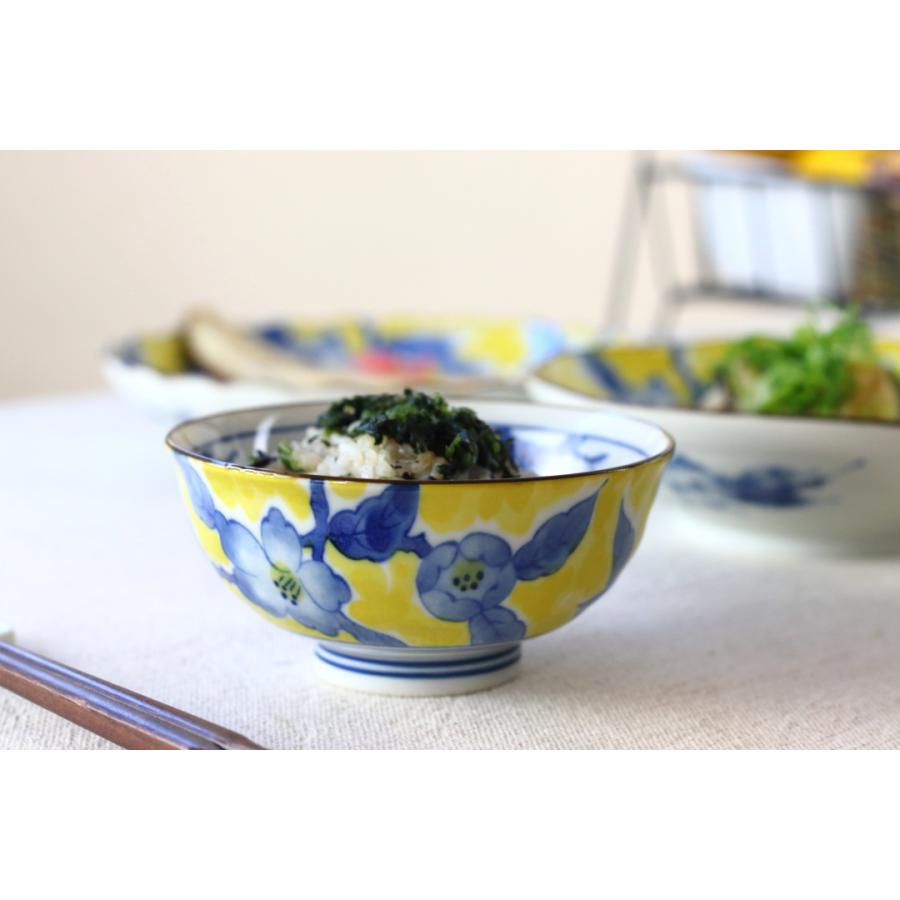 黄彩花紋 飯碗 10.5cm 日本製 美濃焼 丸碗 ご飯 お椀 ご飯茶碗 茶わん