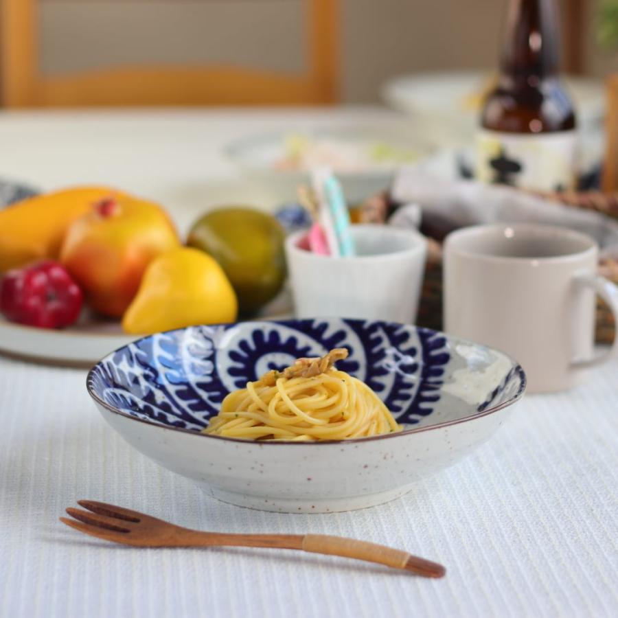 筆たこ唐草 パスタ鉢 21cm 日本製 美濃焼 六兵68深皿 大皿 中皿 和皿
