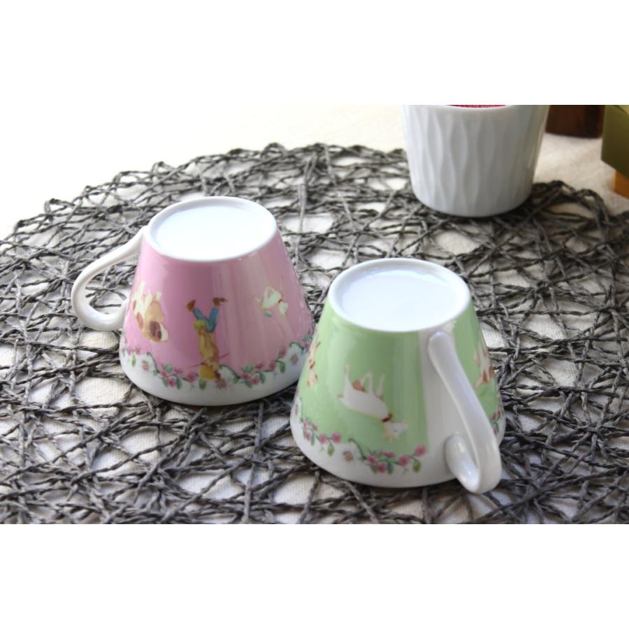 アルプスの少女ハイジ コーヒーカップ ピンク&グリーンペア アルプスの少女ハイジ コーヒーカップ ピンク&グリーンペア