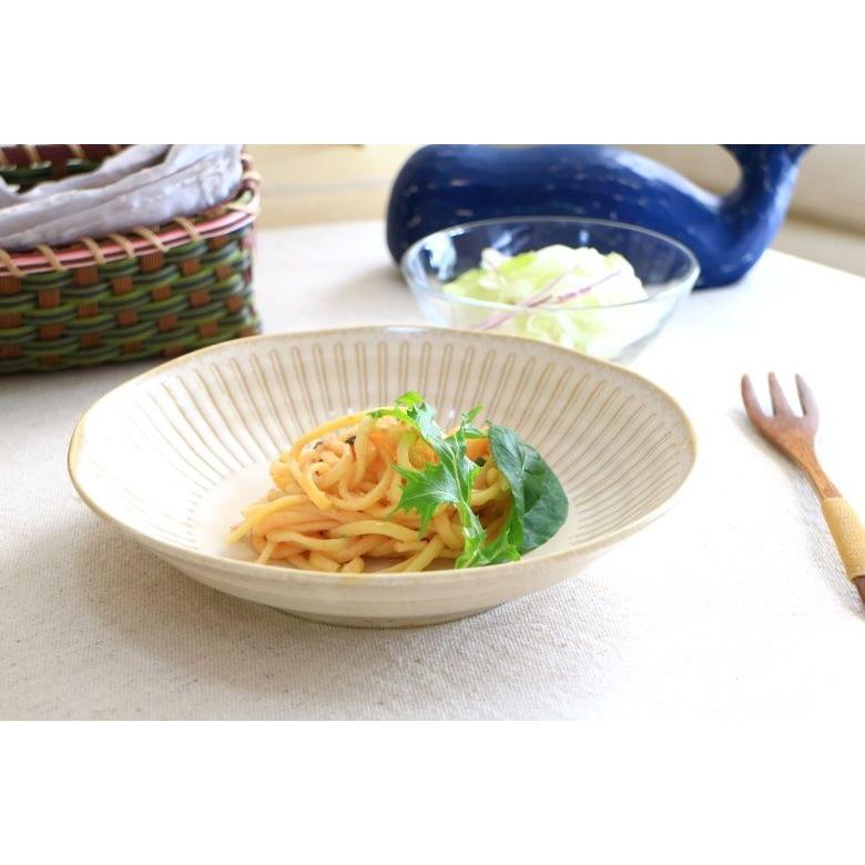ナチュラル十草 8吋パスタボール チタンマット白 20.5cm 国産 美濃焼