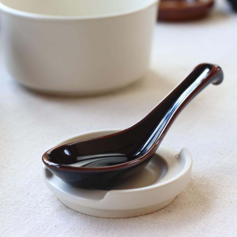 天目掛けレンゲ 日本製 美濃焼 瀬戸焼 14.5cm ブラック 黒 和食器