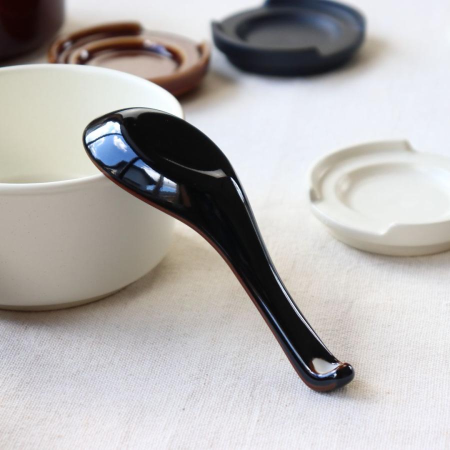 天目掛けレンゲ 日本製 美濃焼 瀬戸焼 14.5cm ブラック 黒 和食器