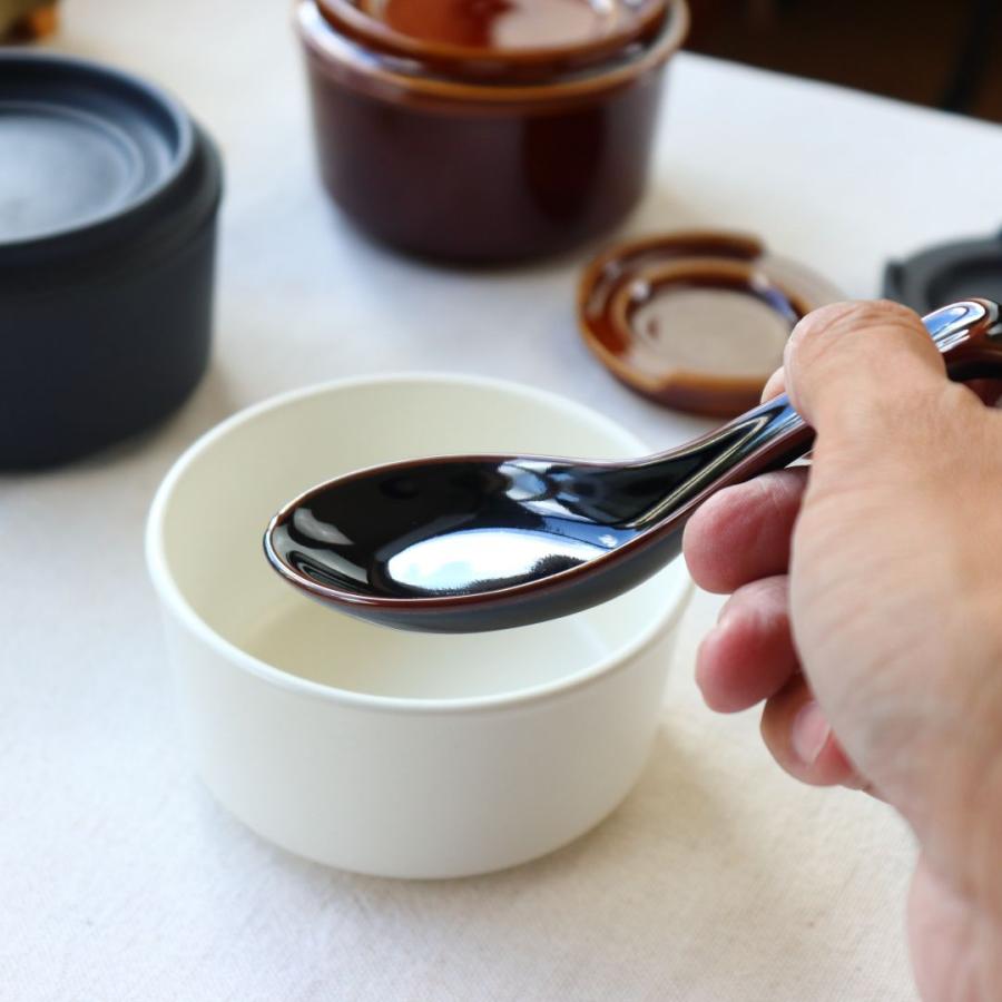 天目掛けレンゲ 日本製 美濃焼 瀬戸焼 14.5cm ブラック 黒 和食器