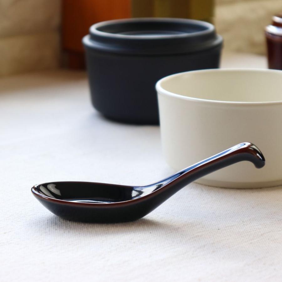 天目掛けレンゲ 日本製 美濃焼 瀬戸焼 14.5cm ブラック 黒 和食器