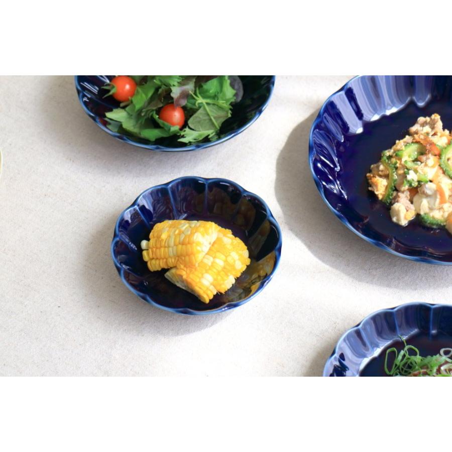 菊型ナス紺釉 小鉢 13cm 国産 美濃焼 4.5小鉢 ボウル ボール 中鉢 鉢