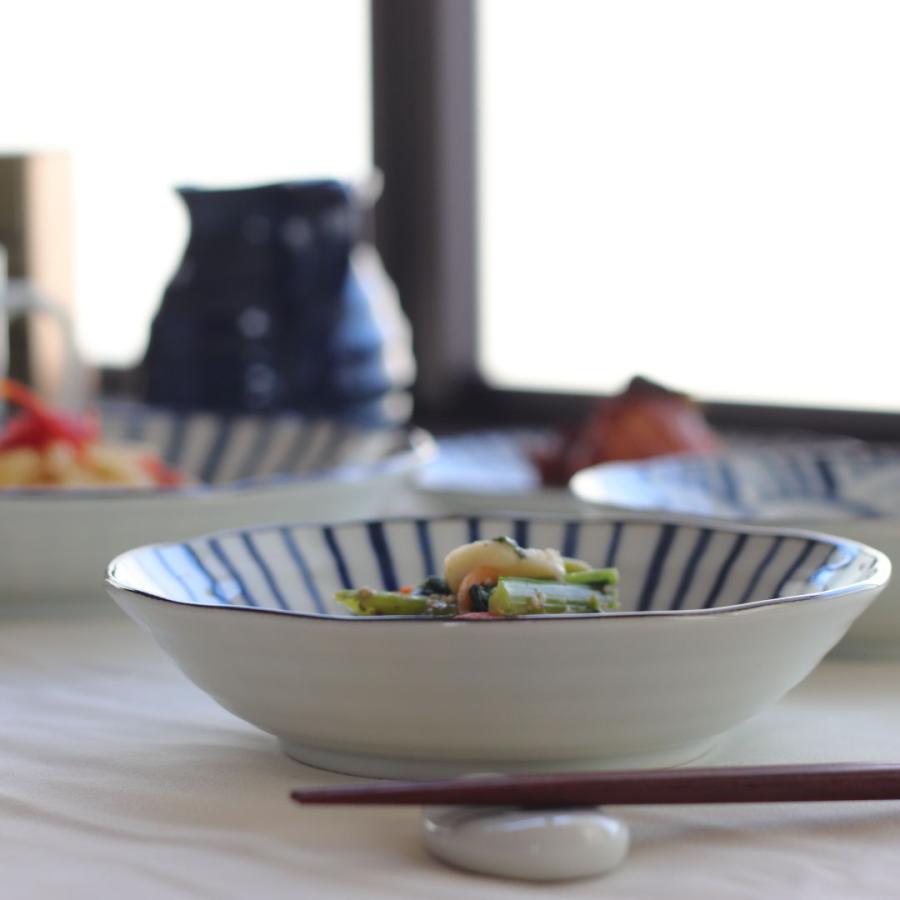 藍縄文 浅鉢 17cm 日本製 美濃焼 5.5寸浅丼 ボウル ボール 中鉢 鉢 小