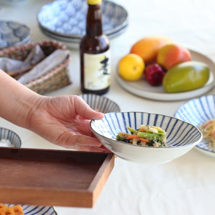 藍縄文 浅鉢 17cm 日本製 美濃焼 5.5寸浅丼 ボウル ボール 中鉢 鉢 小