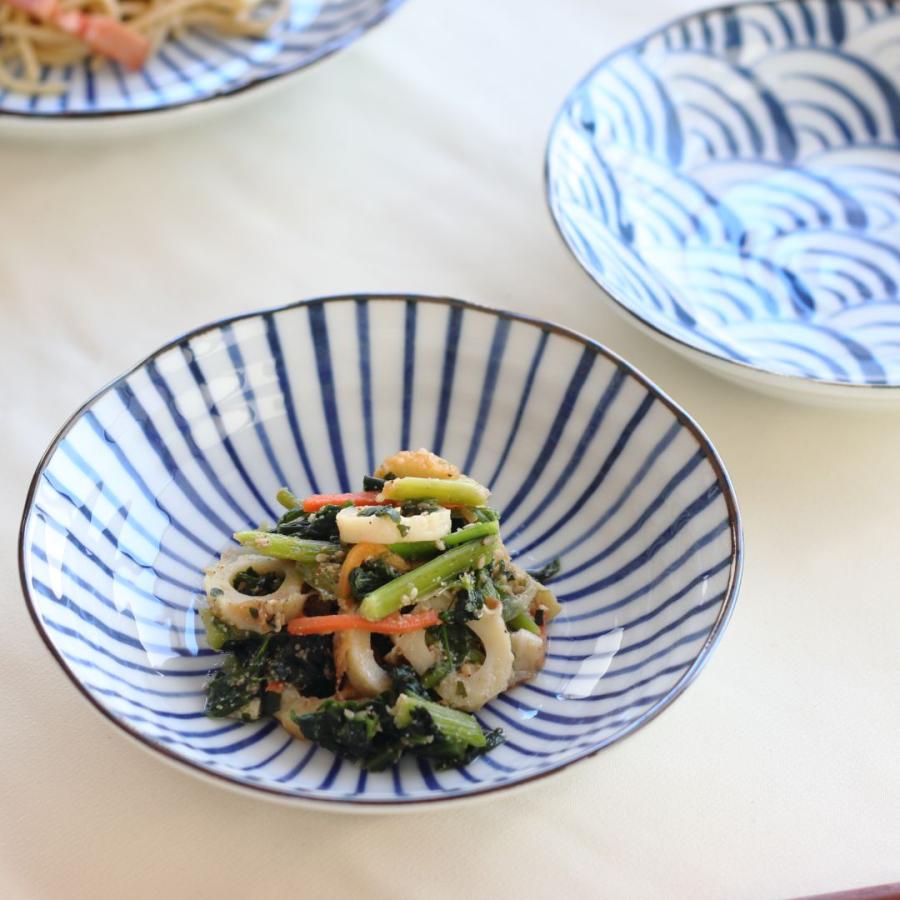 藍縄文 浅鉢 17cm 日本製 美濃焼 5.5寸浅丼 ボウル ボール 中鉢 鉢 小