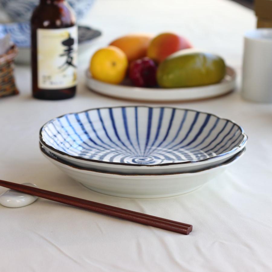 藍縄文 パスタ鉢 22cm 日本製 美濃焼 7寸深皿 パスタ皿 カレー皿 深皿