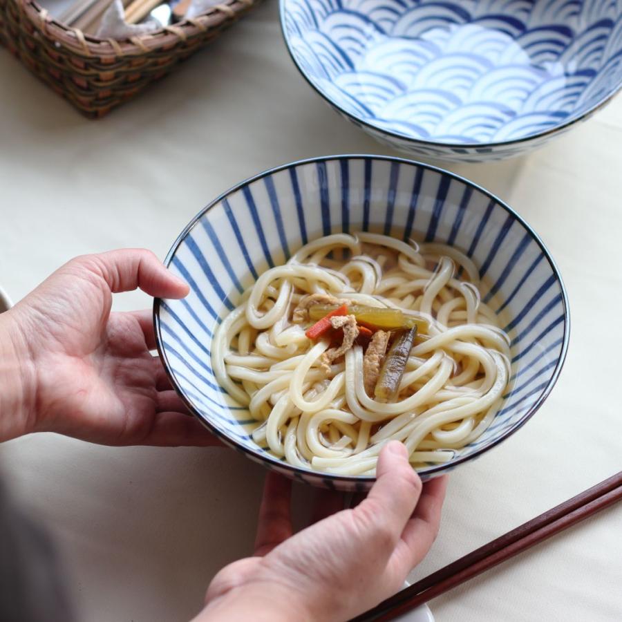 藍縄文 うどん鉢 21cm 日本製 美濃焼 6.8寸麺鉢 ラーメン そば