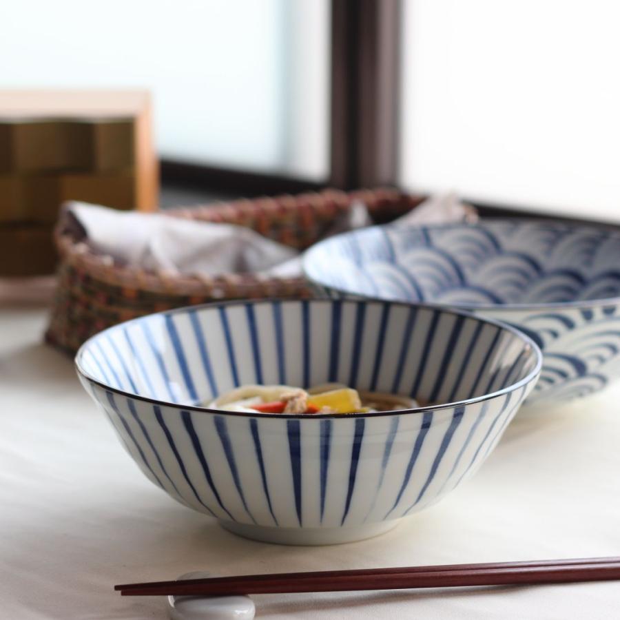 藍縄文 うどん鉢 21cm 日本製 美濃焼 6.8寸麺鉢 ラーメン そば