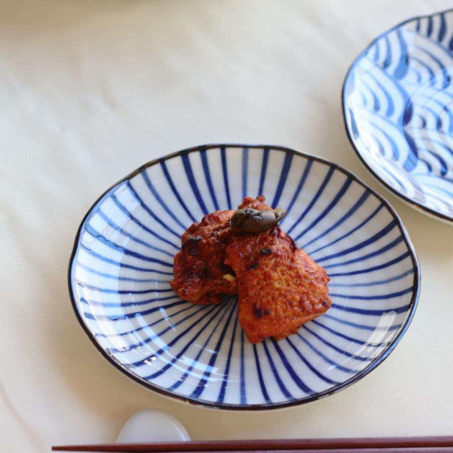 藍縄文 小皿 16.5cm 日本製 美濃焼 5.0寸皿 中皿 丸皿 平皿 取り皿